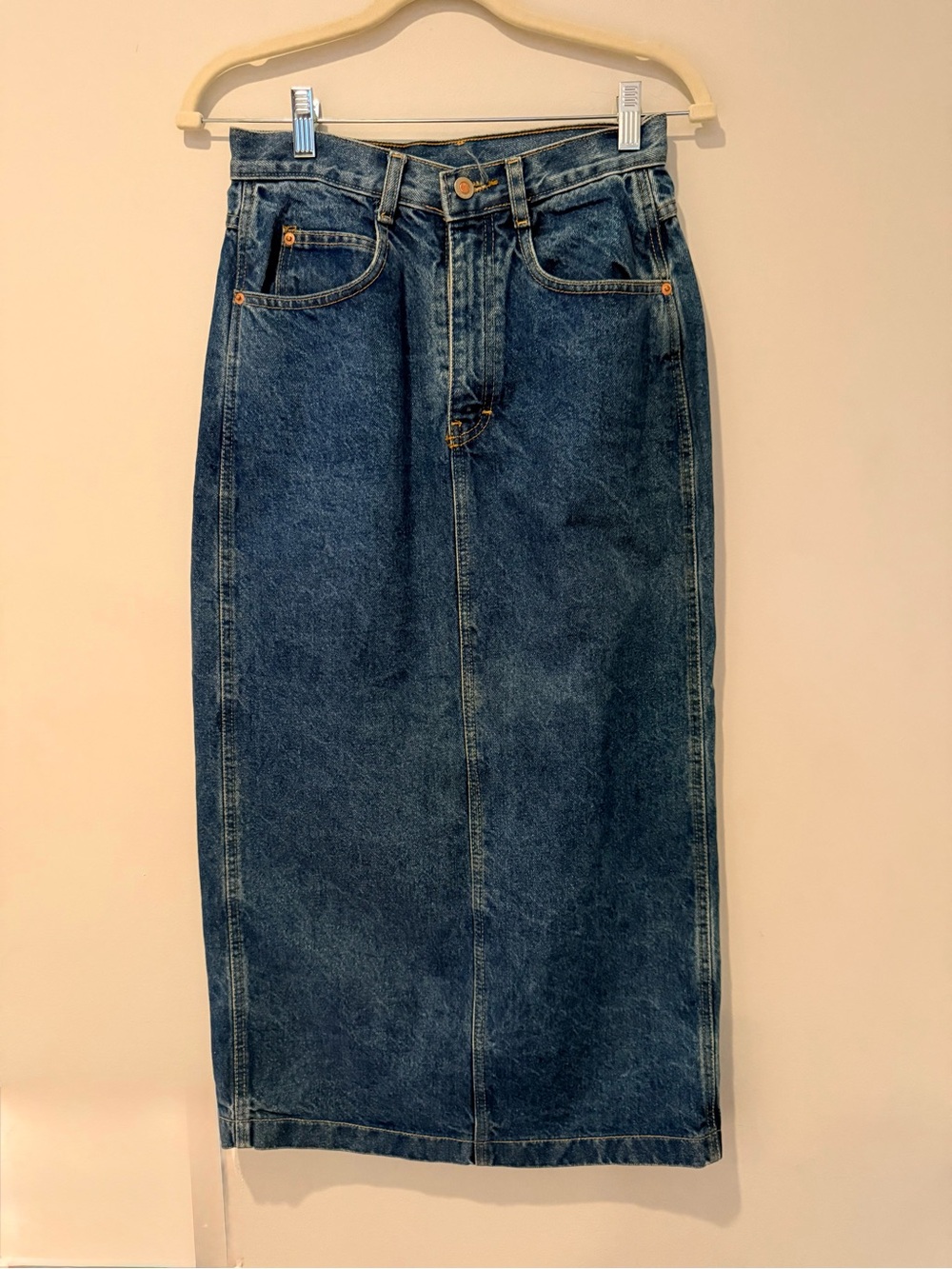 Vintage Denim Midi Skirt Action West Cottagecore 70’s Size S